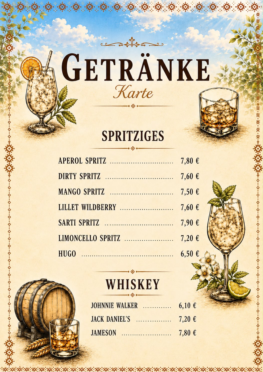 Getränke – Spritziges und Whiskey