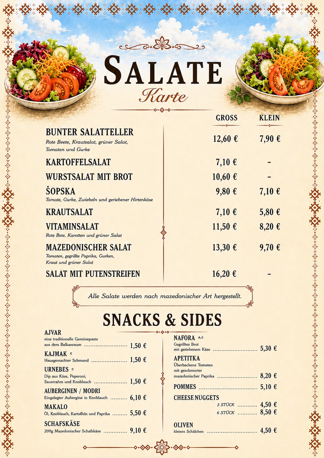 Salate und Snacks